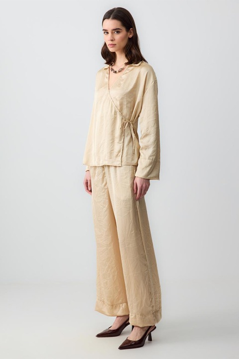 JIMMY KEY, Pantaloni de satin cu buzunare laterale, Portocaliu deschis