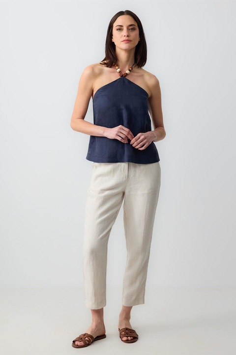 JIMMY KEY, Pantaloni crop de in, Alb murdar