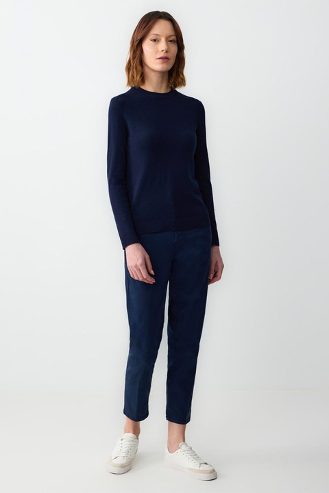 JIMMY KEY, Pantaloni conici cu talie inalta, Bleumarin