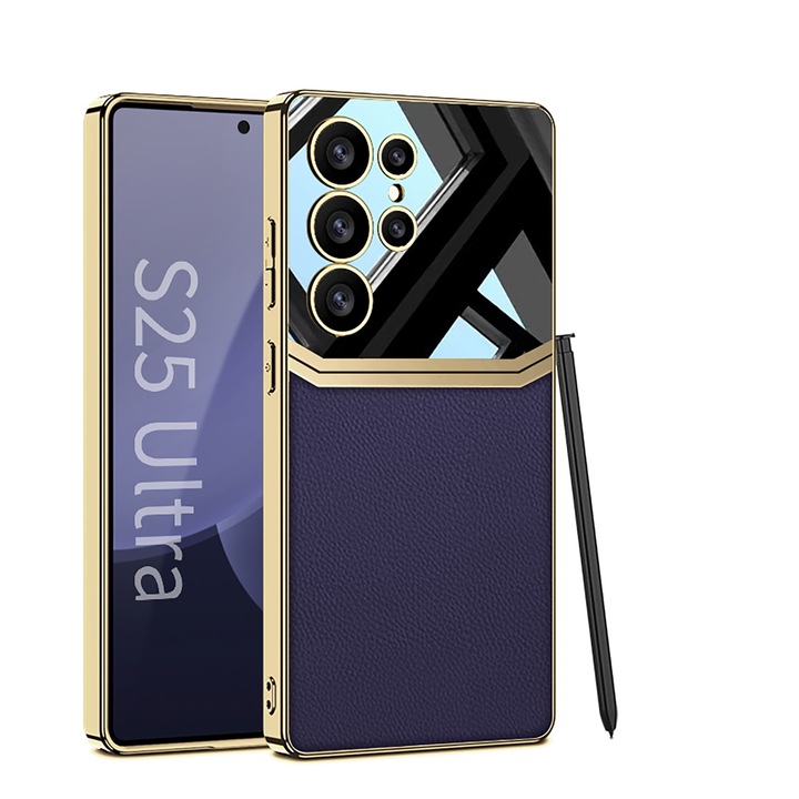 Кейс за Samsung Galaxy S25 Ultra, Еко кожа U Agora, Тъмно лилав