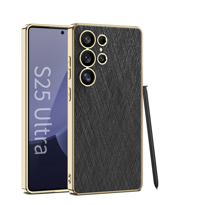 Кейс за Samsung Galaxy S25 Ultra, Ултра тънка луксозна текстура Agora, Черен