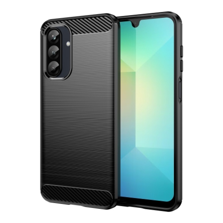 Husa pentru Samsung Galaxy A26 cu textura Fibra Carbon, Negru