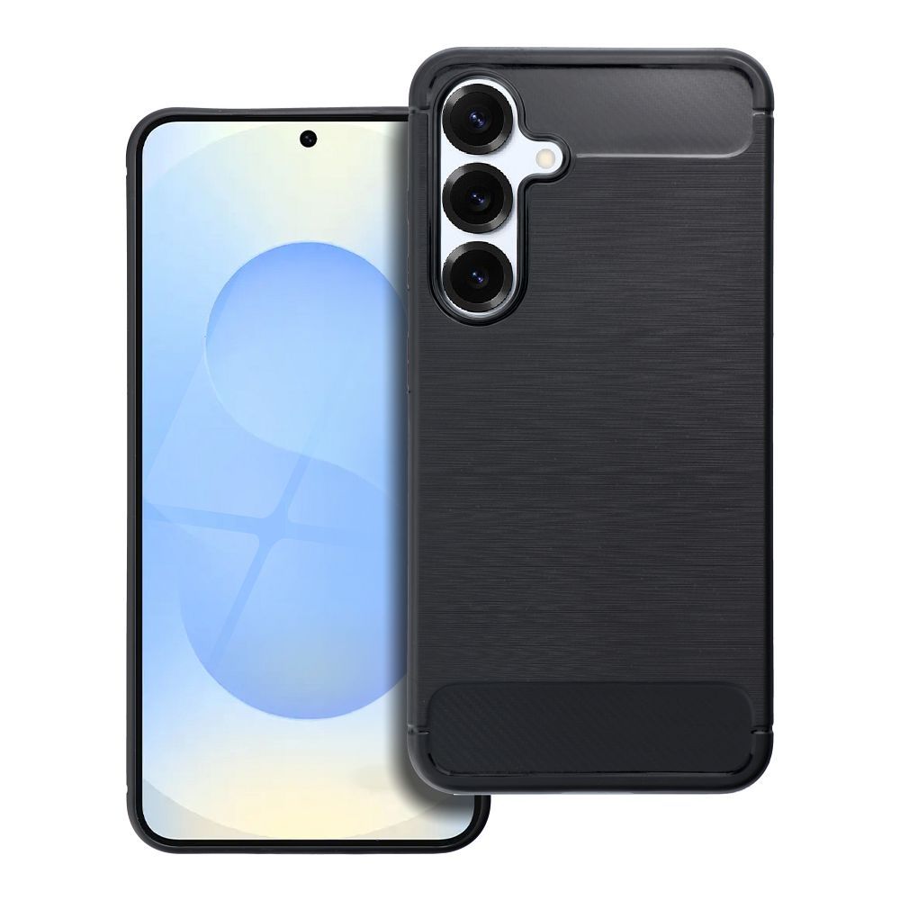 Husa pentru Samsung Galaxy S25 cu textura Fibra Carbon, Negru