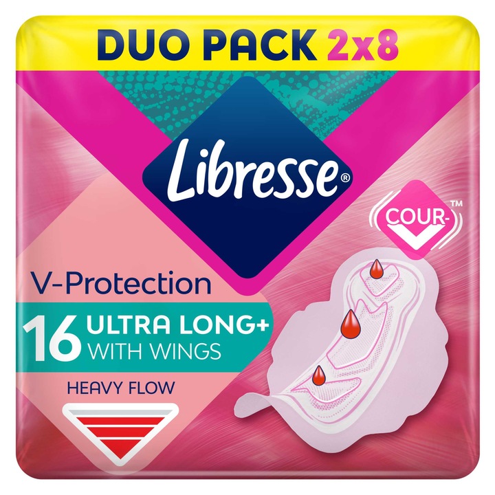 Libresse Ultra Long+ szárnyas egészségügyi betét, 2x8 db