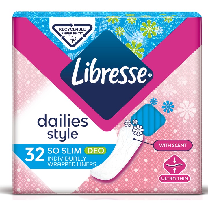 Libresse So Slim 32 Deo Fresh Egészségügyi betét, 32 db