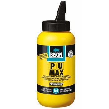 Adeziv poliuretanic pentru lemn Bison PU Max, 750 g, Transparent/Alb Adeziv poliuretanic pentru lemn Bison PU Max, 750 g, Transparent/Alb