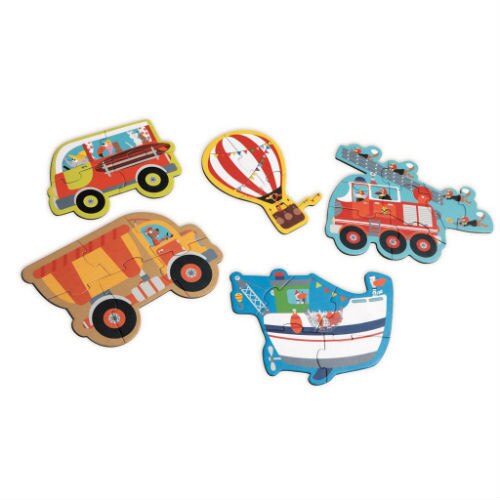 Set 5 puzzle-uri Vehicule, Scratch, multicolor