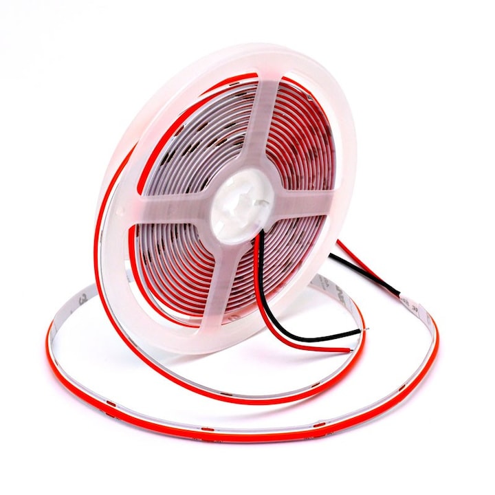 Cob Led лента 24V - 8MM / 320led/ml - 11W/ml, Червена - Вътрешна IP20 - 5m/ролка