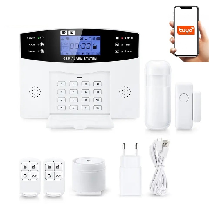 Алармена система без Wifi GSM, Onshop, Tuya Smart, 1xPIR, бяла