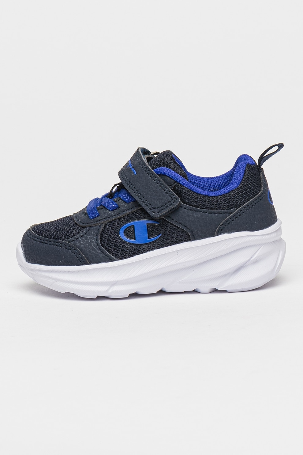Champion, Pantofi sport cu inchidere velcro si segmente din material sintetic, Albastru ultramarin, 22 EU