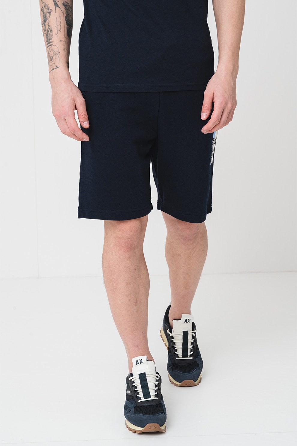 Champion, Pantaloni de trening scurti cu snur de ajustare, Bleumarin, L