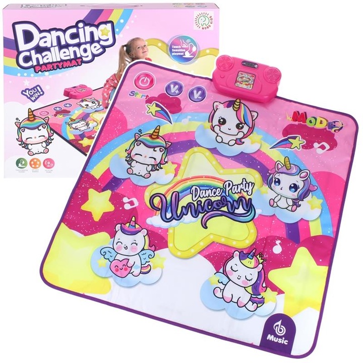 Covoras de dans Nobo Kids, 4 moduri de joc, antiderapant, 90x90x5cm