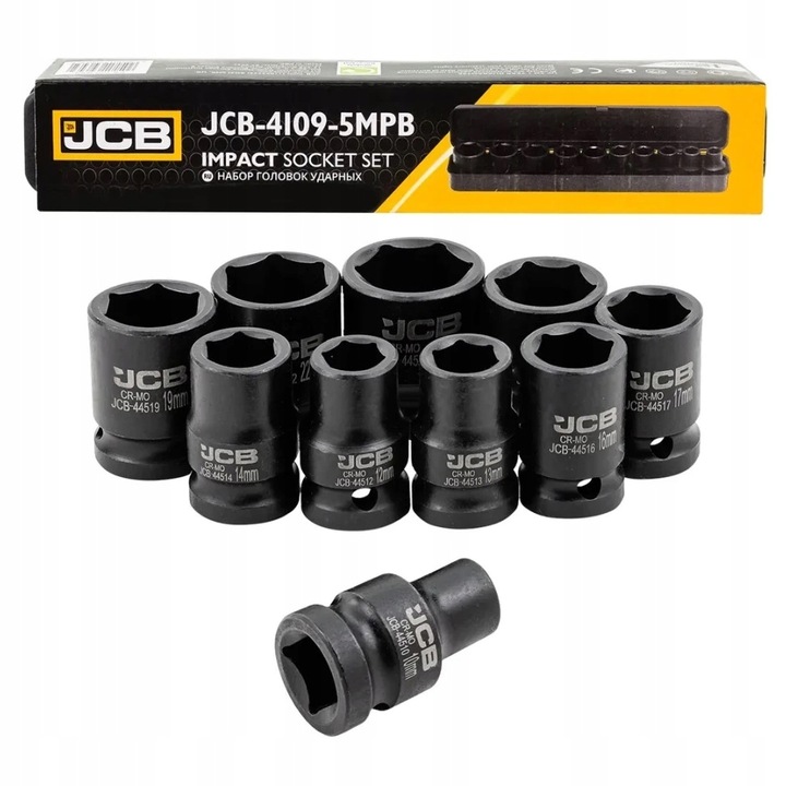 Set 10 chei tubulare 1/2" JCB 10-24mm, Cr-Mo, Valiza