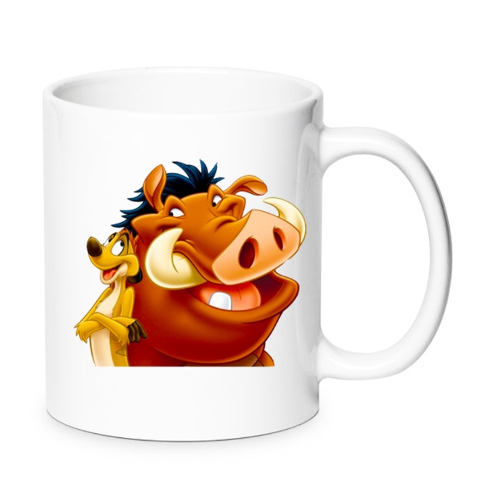 Cana The Lion King, Timon si Pumbaa, ceramica, alba, 330ml