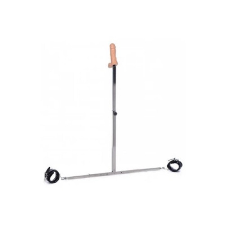 Бондидж аксесоар, Прът със свалящ се кол и маншети на глезените XR Brands, Черен, 3x60 см