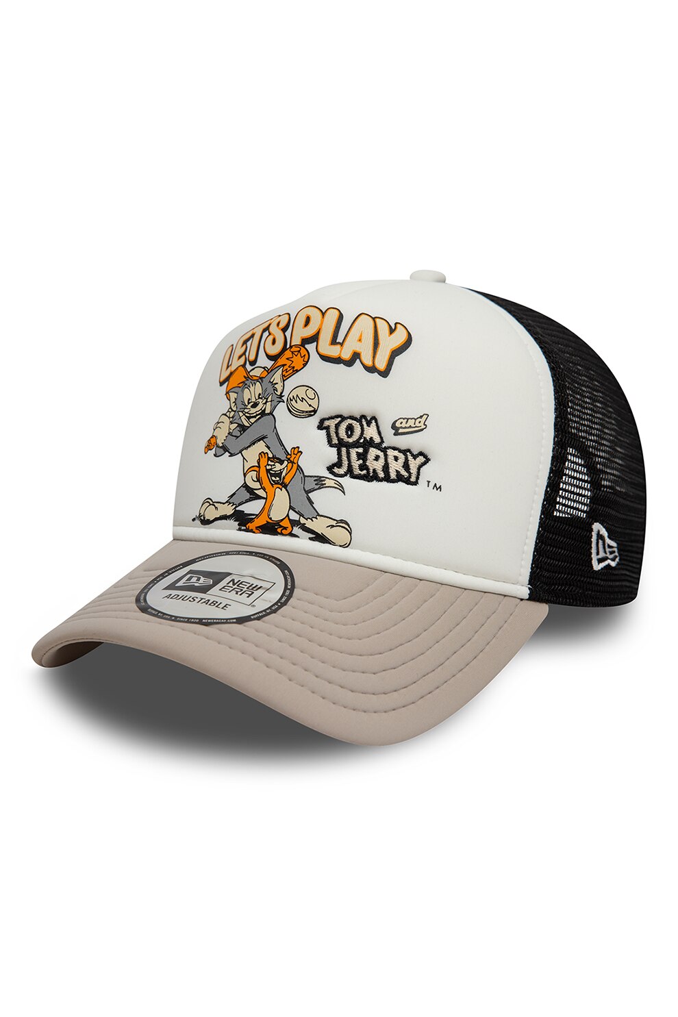 New Era, Sapca baseball cu model si capsa, Negru, Rosu inchis, Alb