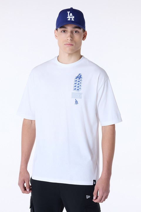 New Era, Тениска от памук с шарка, Кралско Синьо/Бял