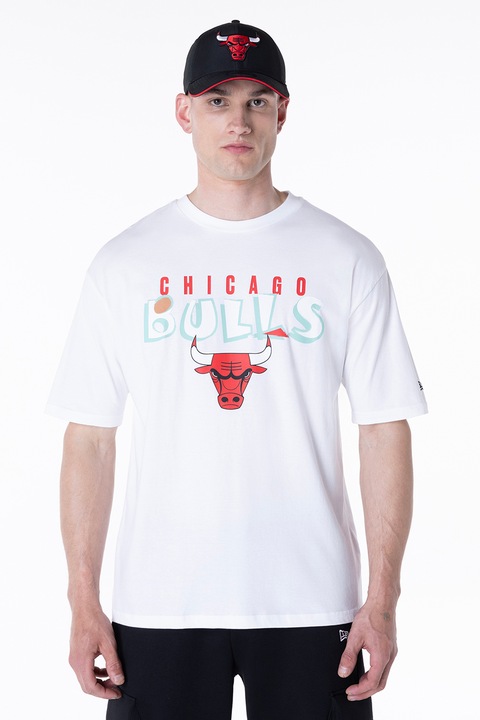 New Era, Тениска с принт на Chicago Bulls, Червен/Бледо синьо/Бял