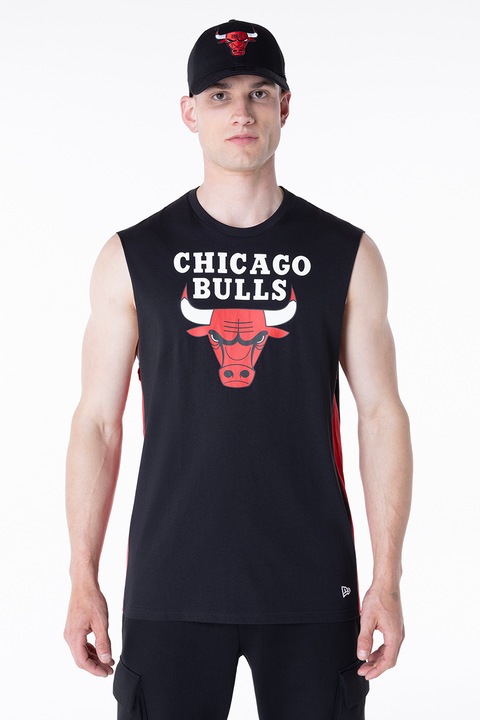 New Era, Десенирана тениска без ръкави, Червен/Бял/Черен, XS