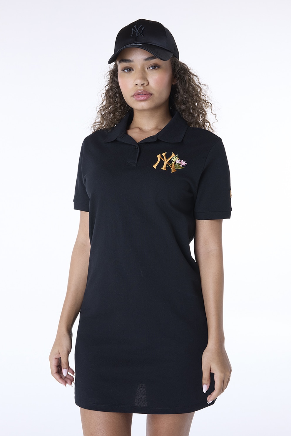 New Era, Rochie polo mini, Auriu, Negru, XS