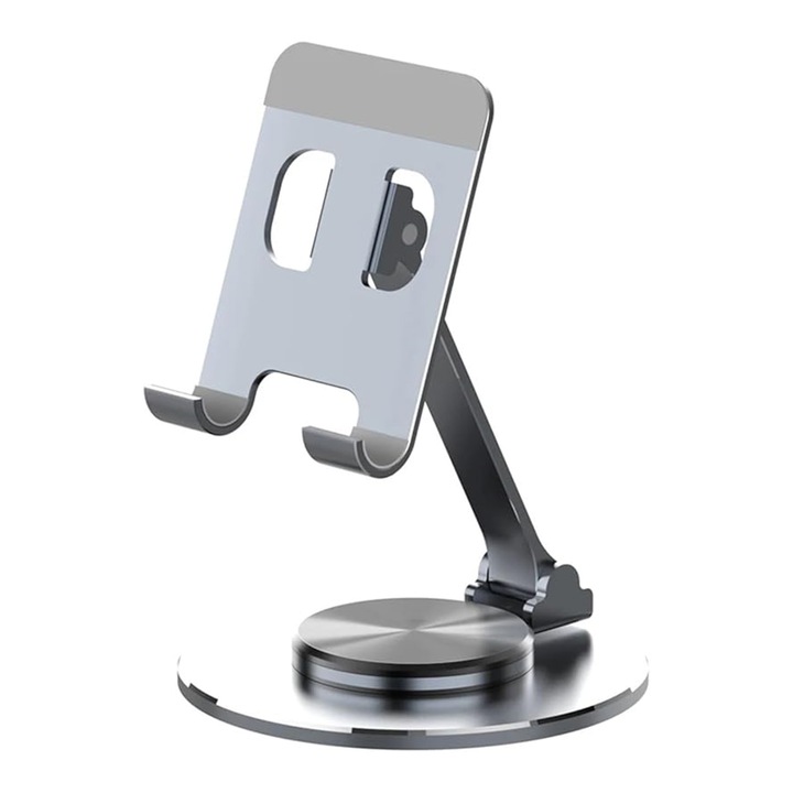 TREXOR asztali állvány, ezüst, állítható, 360 fokban elforgatható, kompakt kivitel