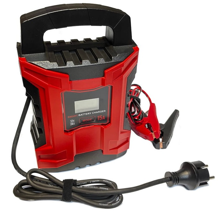 Incarcator Inteligent, Enerblock, 15A, 12V/24V, 8-etape, pentru acumulatori plumb-acid si LifePO4