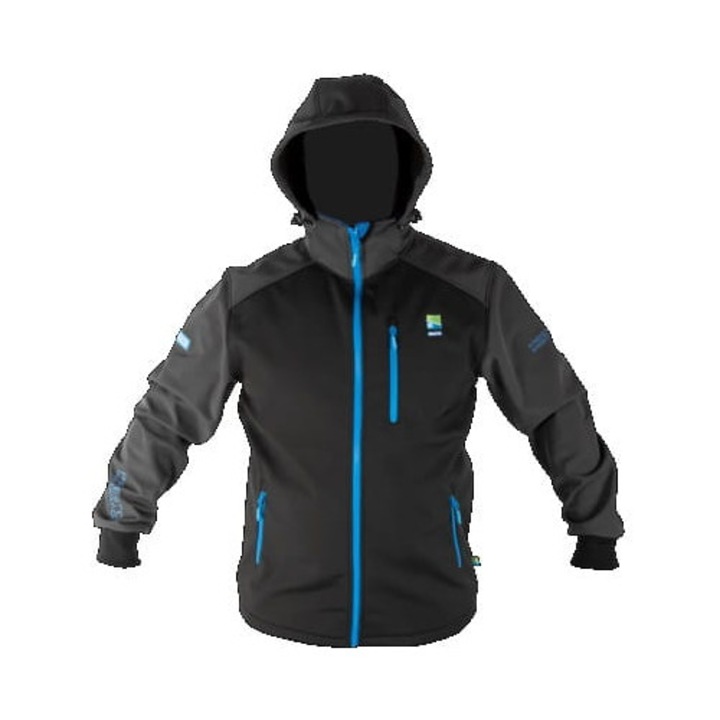 Preston DuraTECH Softshell férfi sportdzseki, vízálló, szélálló, kapucnival, fekete