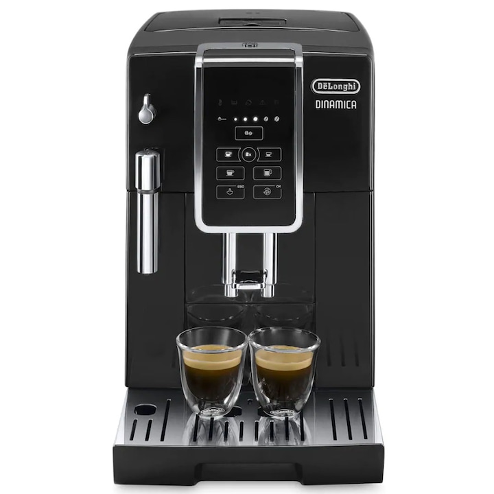 Кафеавтомат De'Longhi Dinamica ECAM 350.15.B, 1450W, 15 бара, Ръчна система за разпенване, Черен