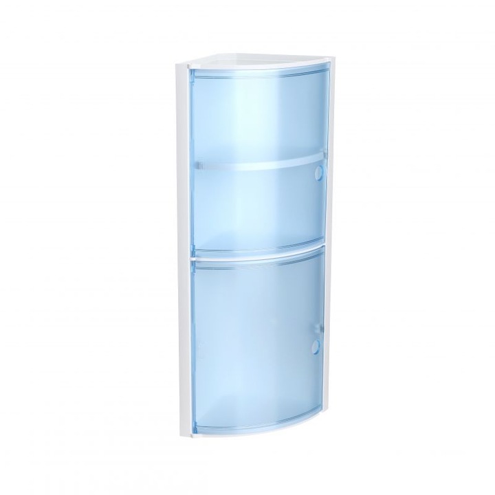 Ъглов шкаф за баня TATAY Crystal Blue/White, с магнитно затваряне, 625х200 мм, 8кг издръжливост