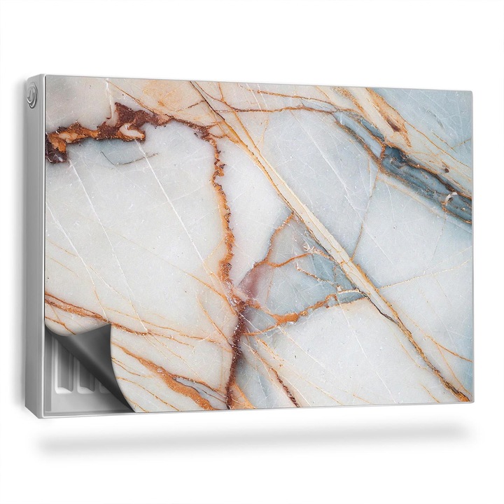 Capac decorativ pentru calorifer, Wallfluent, Zoom textura marmura, Gri, 90 x 60 cm, 010220260040000282332