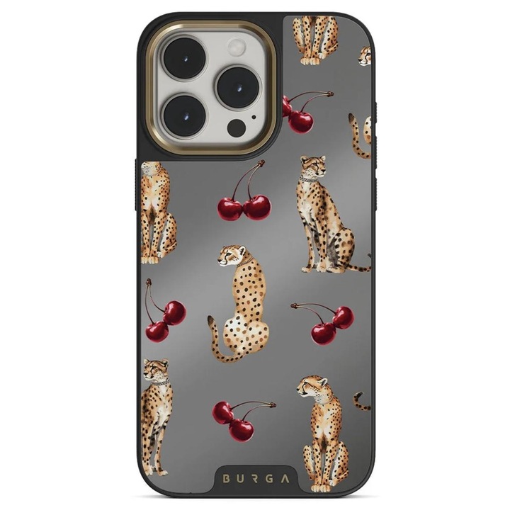 Husa Burga Elite Mirror Magsafe Gold Cougar compatibila cu iPhone 15 Pro Max