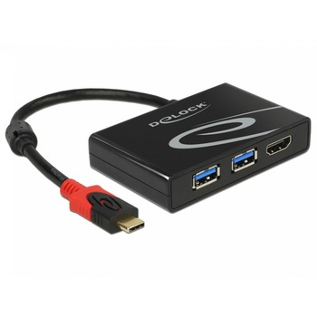 Adaptor USB 3.1 tip C la 2 x USB-A + 1 x HDMI-A (DP Alt Mode) 4K 30 Hz, Delock 62854 Adaptor USB 3.1 tip C la 2 x USB-A + 1 x HDMI-A (DP Alt Mode) 4K 30 Hz, Delock 62854