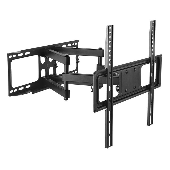 Телевизионна поддръжка, LCD/LED, адаптирана и за извити телевизори, 32-55 инча, регулируеми рамена, Черен