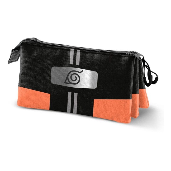 Etui pentru creioane Naruto Shippuden, 3 compartimente, 23x11x8cm, poliester