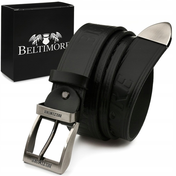 Beltimore bőr öv, 3, széles, fekete, szett, Fekete, 155