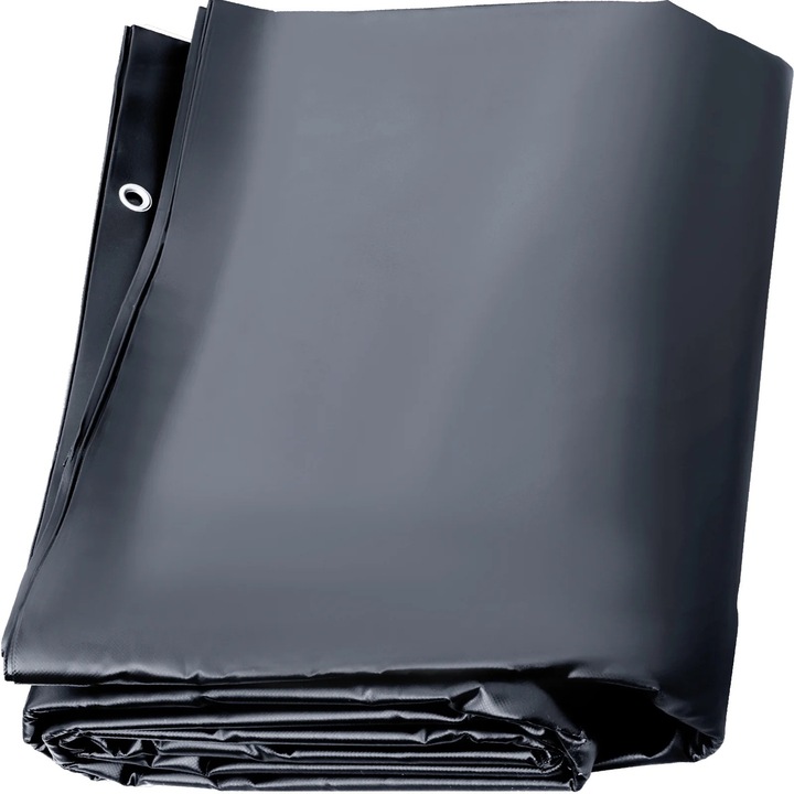 Покривало за басейн, 3.7x7.7m, PVC, сиво, предпазна защита, комплект с 10 скоби и 10 фиксиращи винта