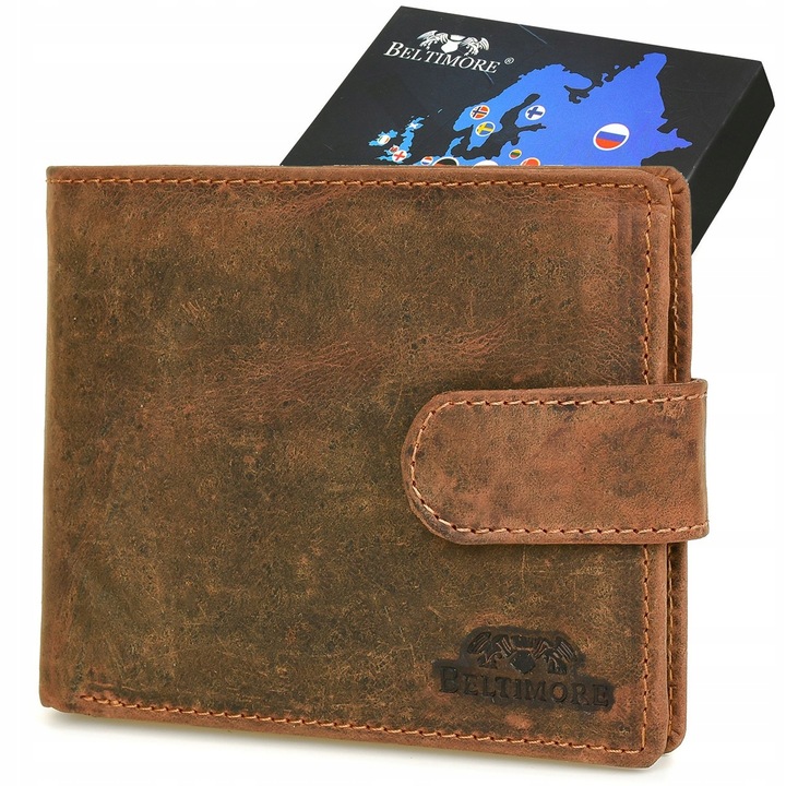 Portofel barbati din piele nubuck, Beltimore R85, cu protectie RFID, 12x9,5x1,5cm, cutie eleganta