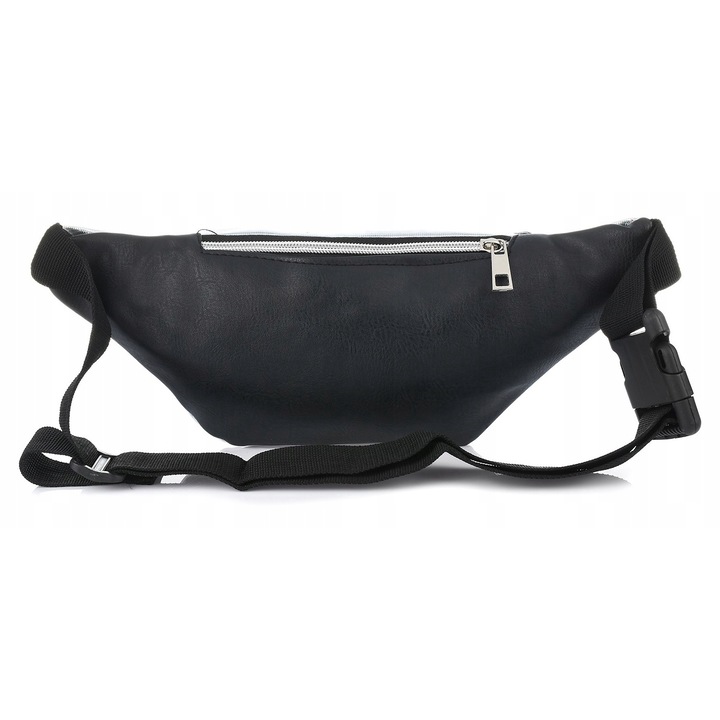 Női kézitáska, holo, két rekeszes, fekete, 29x10x8cm