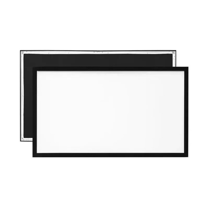 Прожекционен екран, 110", 16:9, PVC, алуминиева рамка, черен, 96x54"