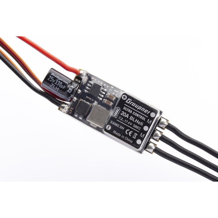 GRAUPNER ULTRA 20A BL HELI SBEC 2-4S ESC XT-30 és SH szervo csatlakozóval