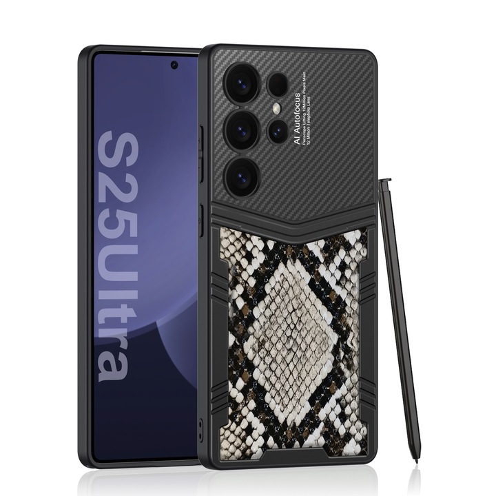 Ултра тънък калъф за Samsung Galaxy S25 Ultra, Carbon текстура Agora, Python