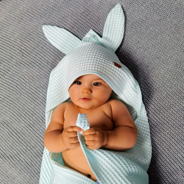 Prosop cu gluga, Muminky, bumbac, menta, 100x100cm