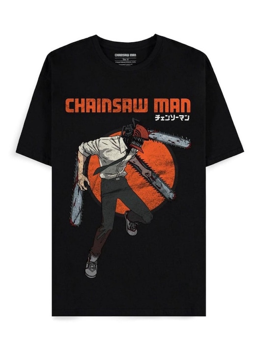 Férfi póló, Difuzált, Chainsaw Man, 100% pamut, Fekete, S