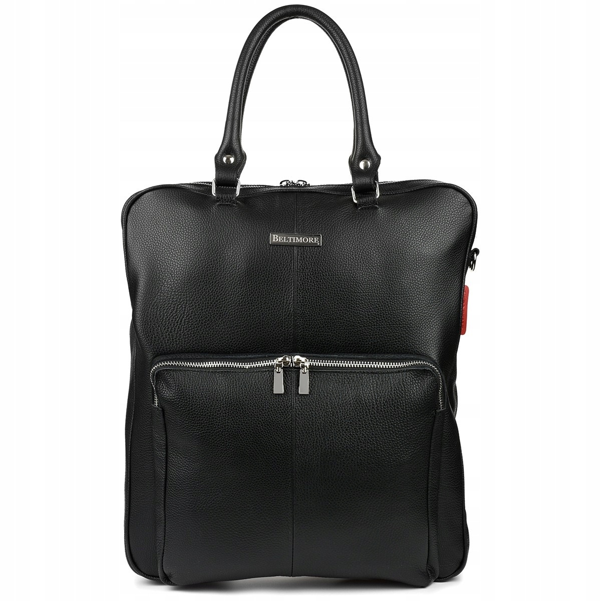 Rucsac mare 2in1 din piele naturala, Beltimore, negru, pentru laptop 15"