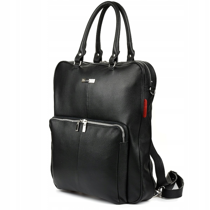 Nagy 2 az 1-ben hátizsák valódi bőrből, Beltimore, fekete, 15"-es laptophoz
