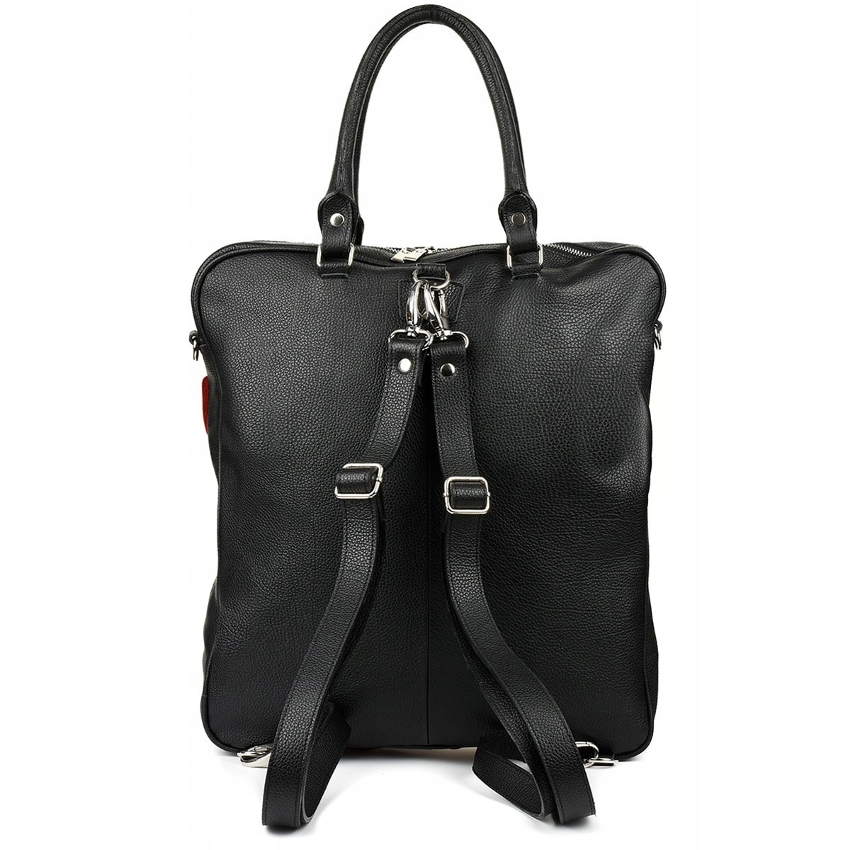 Rucsac mare 2in1 din piele naturala, Beltimore, negru, pentru laptop 15"