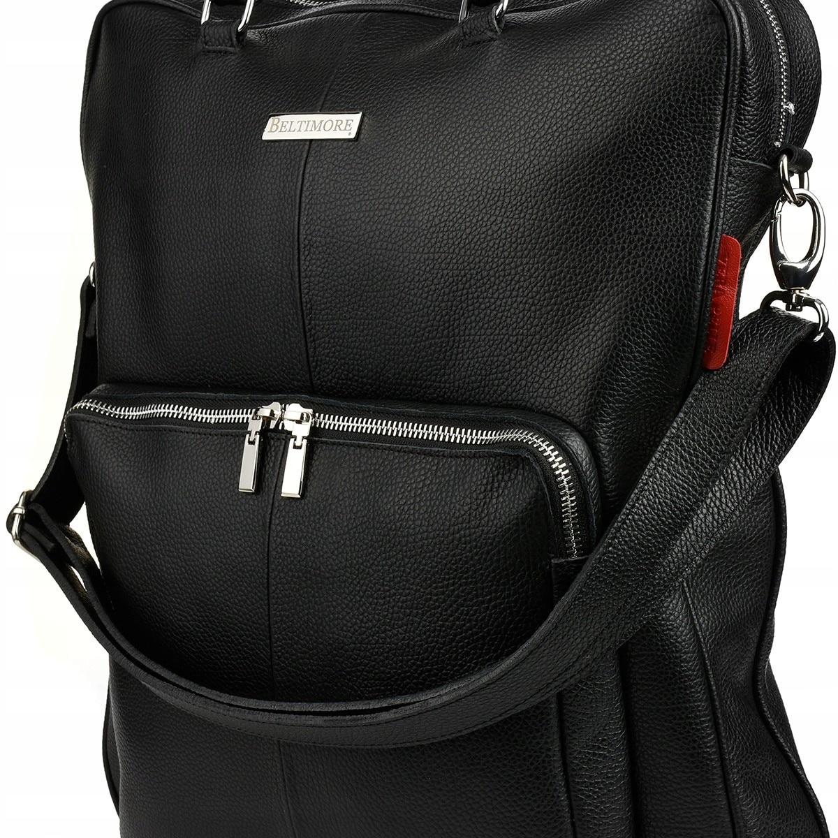 Rucsac mare 2in1 din piele naturala, Beltimore, negru, pentru laptop 15"