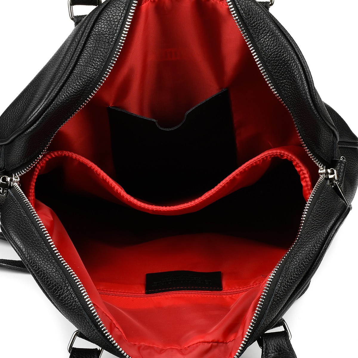 Rucsac mare 2in1 din piele naturala, Beltimore, negru, pentru laptop 15"