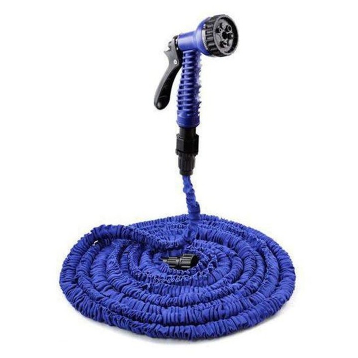 Veovision hosszabbítható tömlő, pisztollyal és csatlakozókkal, Magic Snake Garden, hossza 30 m, kék