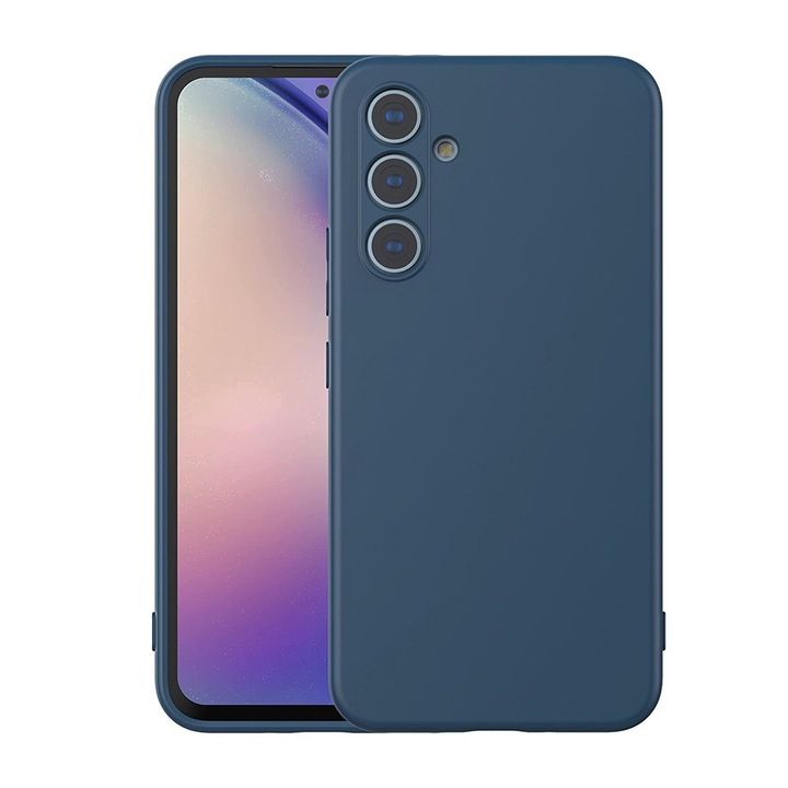 Husa Silicon Jelly G-Tech Liquid, Compatibil cu Samsung Galaxy S25, Protectie la Camera, din silicon, Albastru